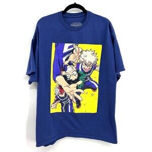 MY HERO ACADEMIA Blue Yellow Anime Graphic Print 100% Cotton T-Shirt Size 2X